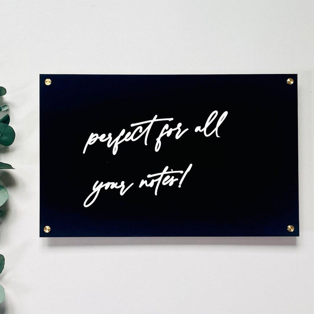 Black Acrylic Dry Erase Writing Board with Standoffs, || Wall Calendar Goal Habit Grocery Office Floating Message Note Board To Do List
