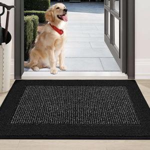 BEQHAUSE Indoor Door Mat 24" x 36", Dirt Trapper Door Mats Non-Slip Entryway Rugs Washable, Resist Dirt Absorbent Welcome Mat, Low Profile Floor Mats for Front Back Door and Entryway, Black
