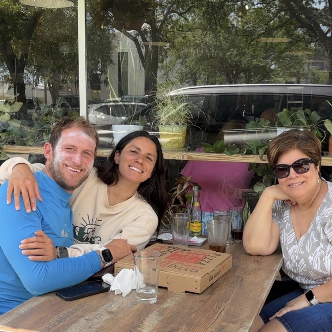 Post-surf pizza with Stef’s mom 💕, April 2025 NSB