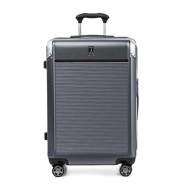 Travelpro Platinum Elite Hardside Expandable Spinner Wheel Luggage TSA Lock Hard Shell Polycarbonate Suitcase, Vintage Grey, Checked-Medium 25-Inch