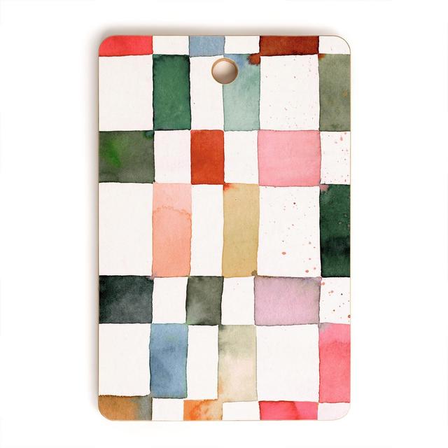 Ninola Design Watercolor Checker Yuletide Rectangular Cutting Board - Deny Designs