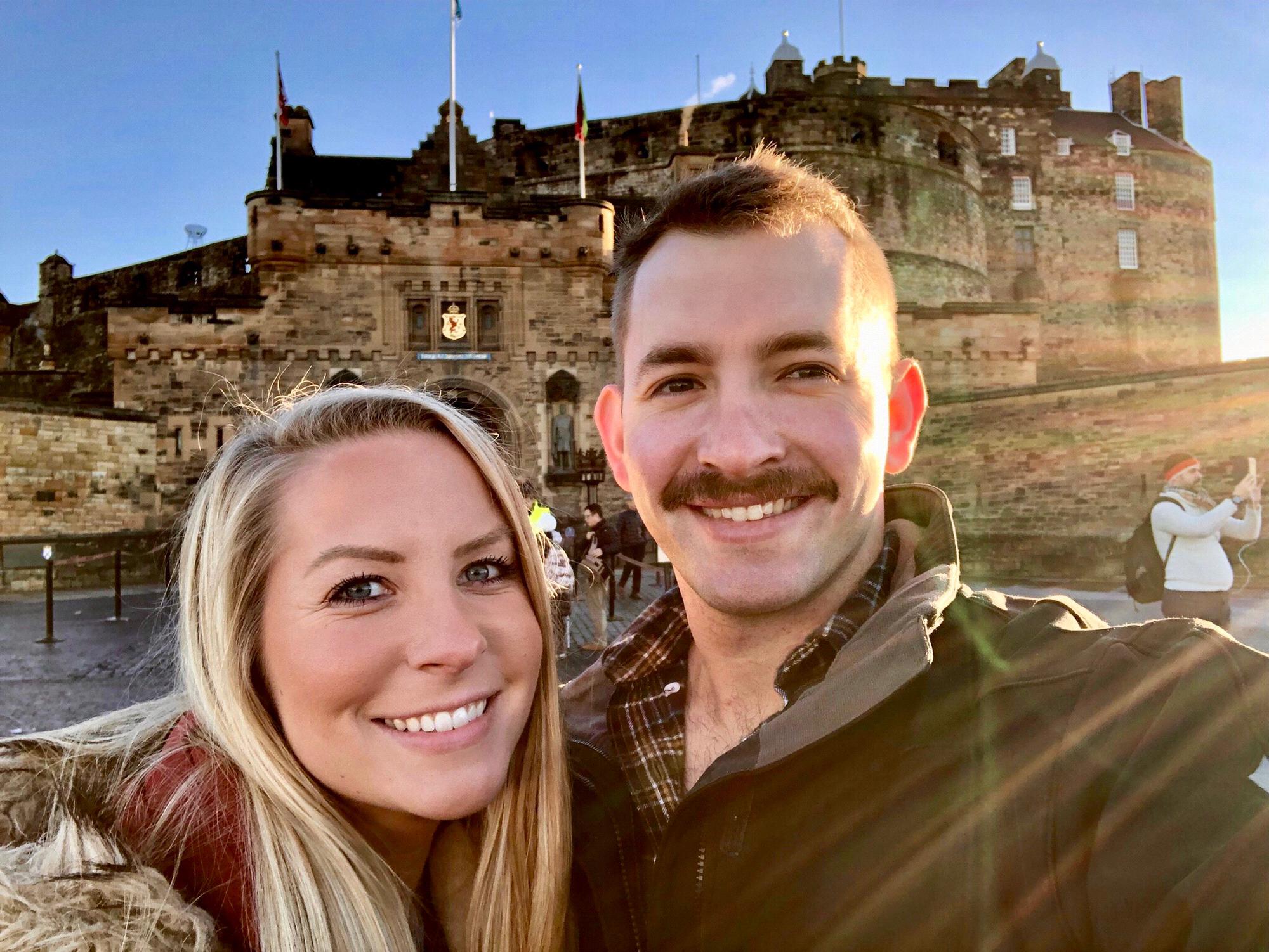 Exploring Edinburgh Castle on a beautiful crisp December day in the UK.