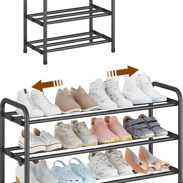 KANAV Expandable Shoe Rack Organizer – 3-Tier Shoe Shelf for Closet, Entryway & Front Door – Space-Saving Shoe Storage Solution
