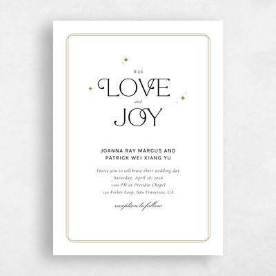 White Wedding Invitation - Jelani Portrait