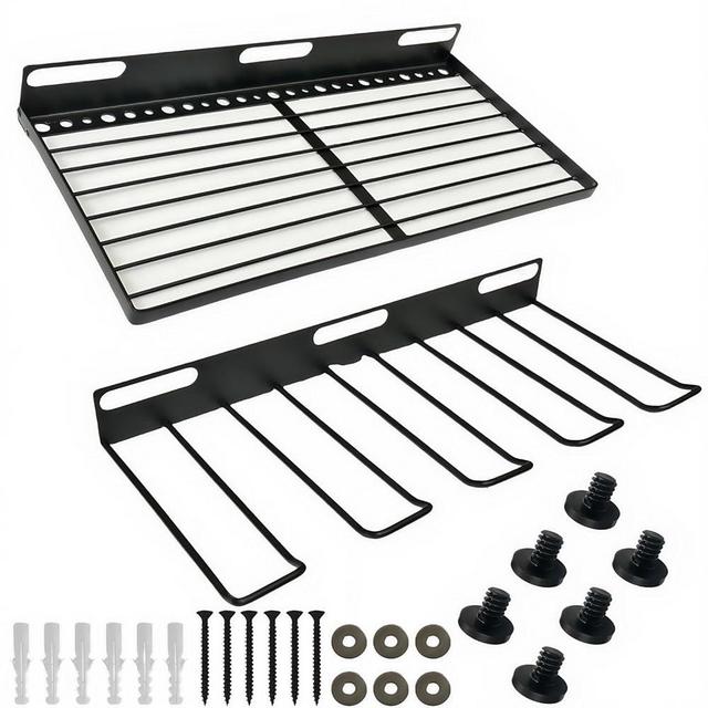TMQZLN Resin Shelf Accessory Outdoor Sheds Storage, 16" x 8" x 2", for Suncast Select Outdoor Shed Models with EZ Bolt Assembly Black, 2-Pack