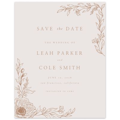 Light Greige, Beige Wedding Digital Save the Date - Fiora Portrait