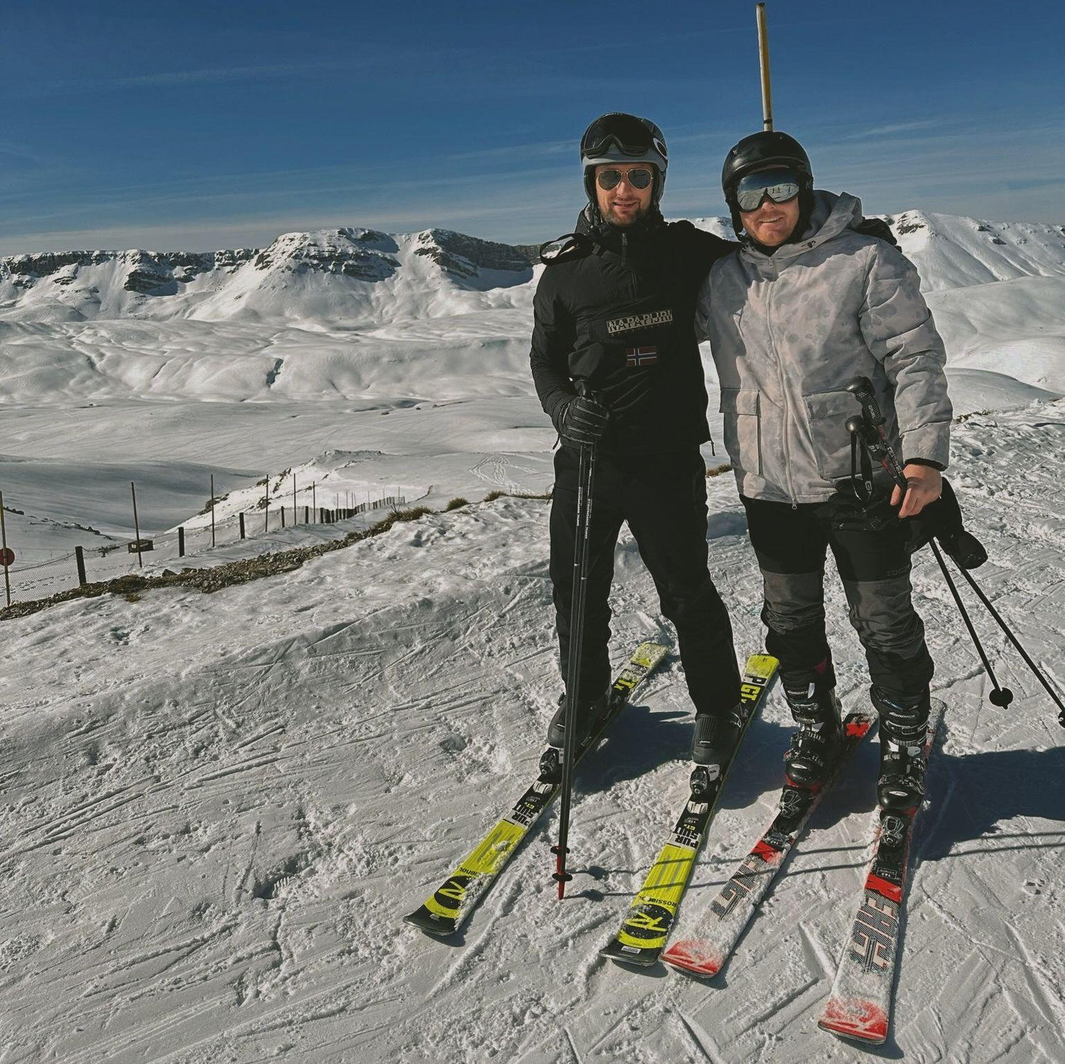 Jake & Nick taking a pause from skiing to fart in the Italian Appenines.