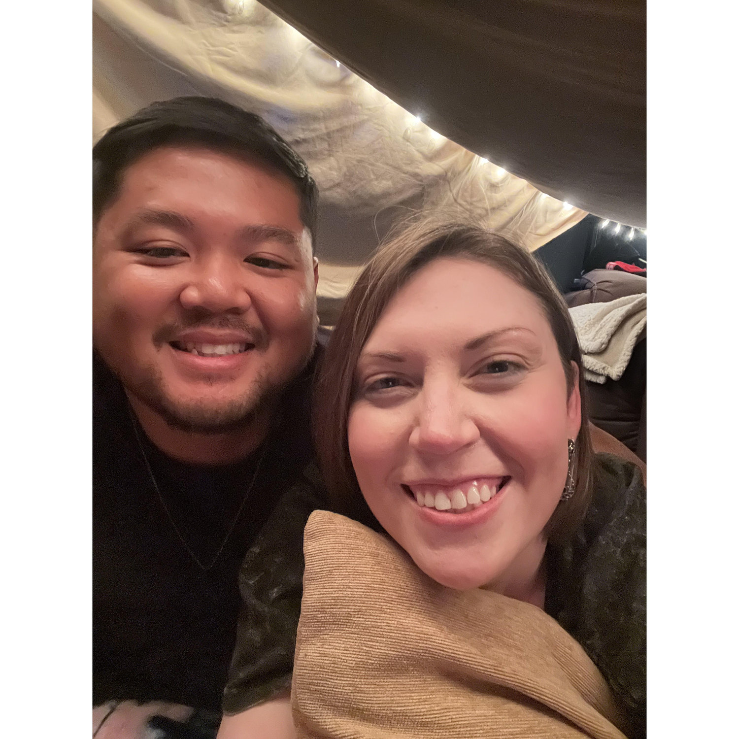 We said "I love you" for the first time under the twinkling lights of a blanket fort - March 1, 2025