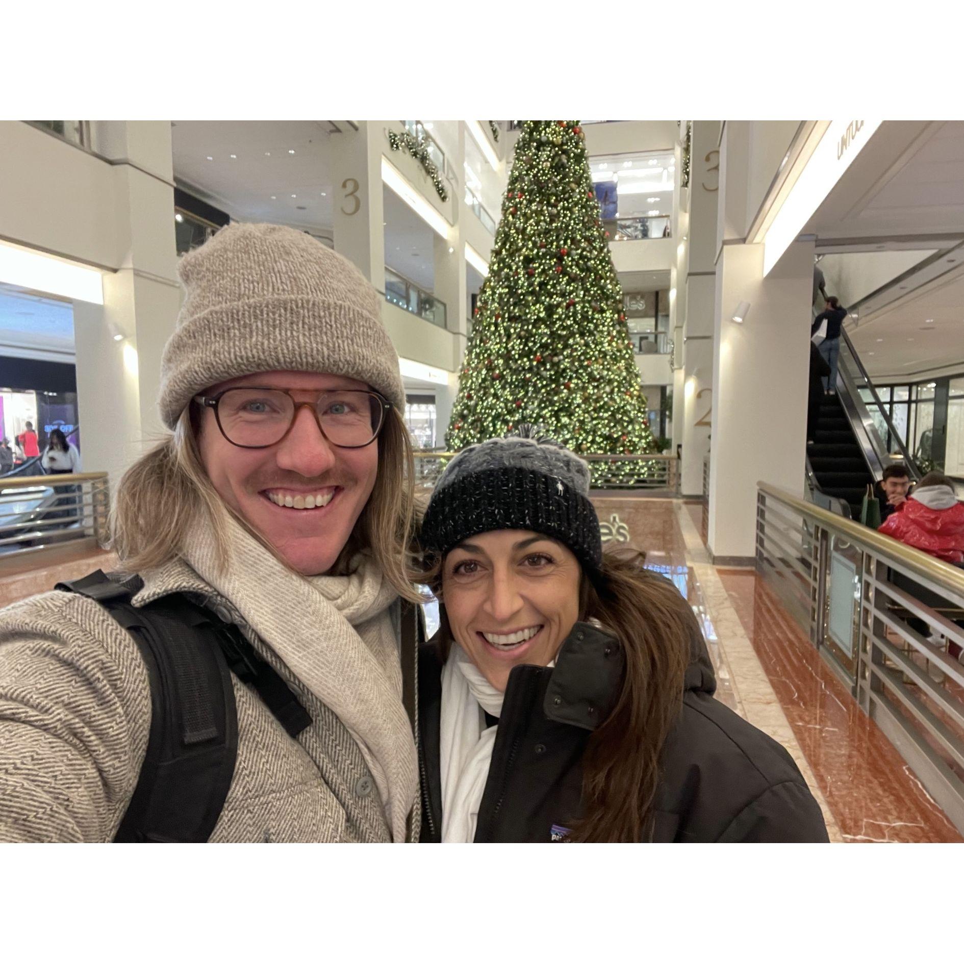 Warming up in the mall in Chicago.