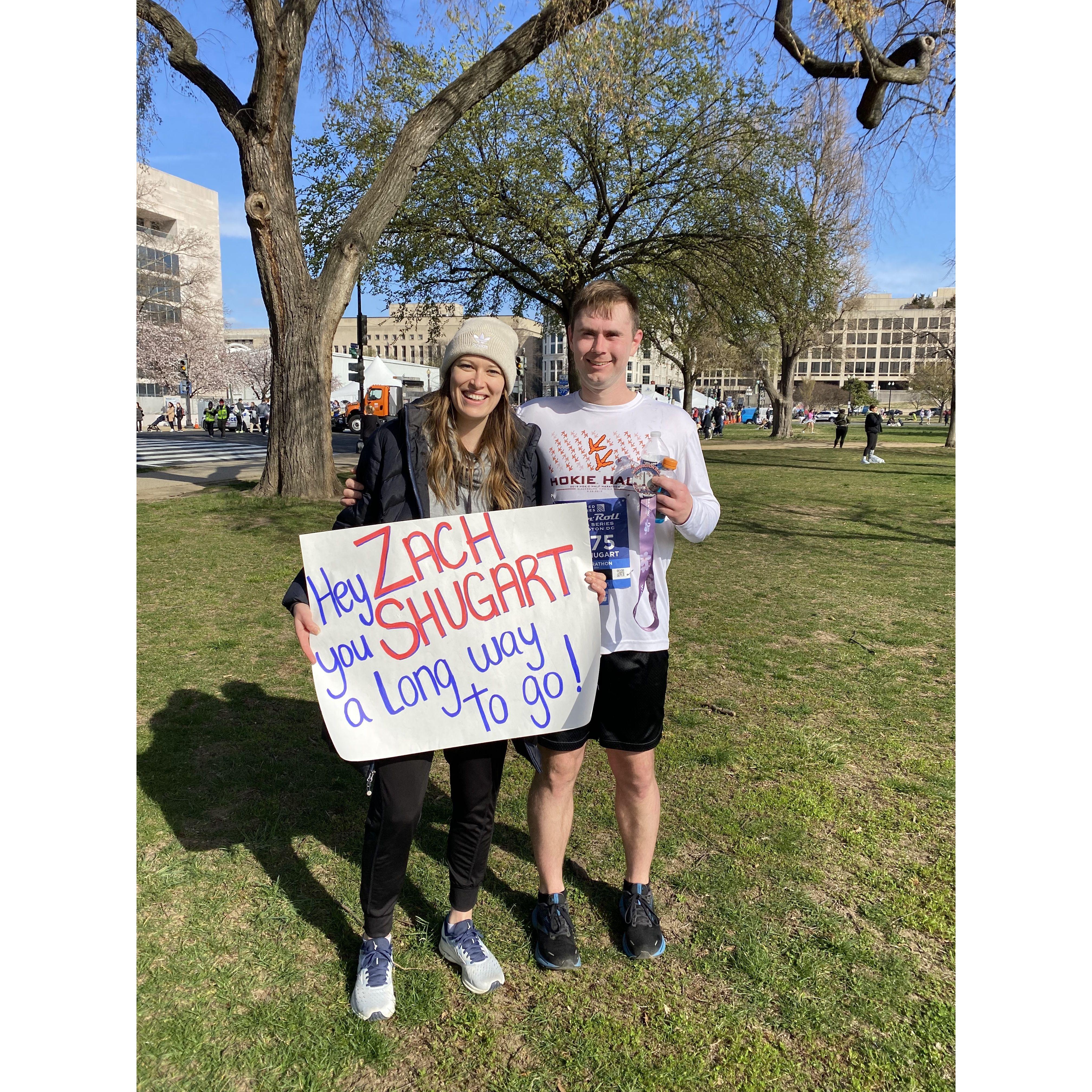 After one of Zach's half marathons in March 2023