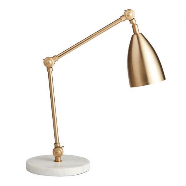 Gold Adjustable Task Desk Lamp with Marble Base