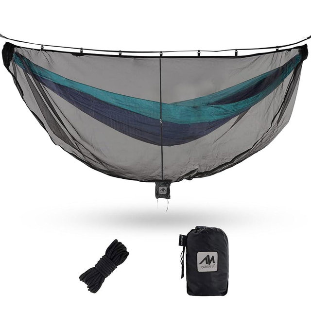 AYAMAYA Hammock Bug Net - 11.15ft Superfine Mosquito Net for Hammocks,w/Double-Sided Zipper, Lightweight Portable Hammock Netting,Fast and Easy Set Up, Fits All Camping Hammocks