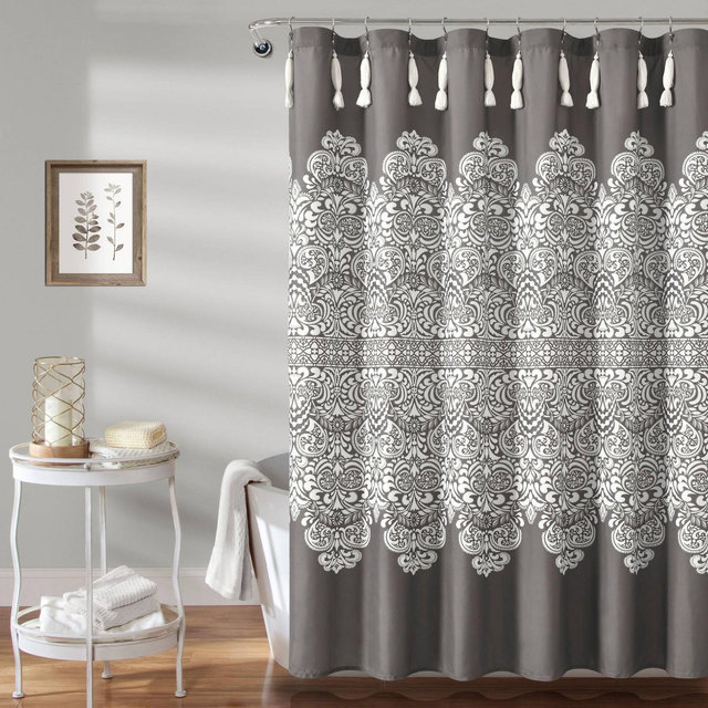 72"x72" Boho Medallion Shower Curtain Gray - Lush Décor