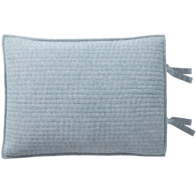 Chambray Pick-Stitch Handcrafted Cotton/Linen Quilted Sham, Standard