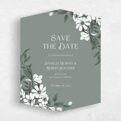 Green Diamond Wedding Save the Date - Melcher Portrait