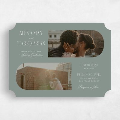 Green Ticket Wedding Invitation - Dempsey Landscape