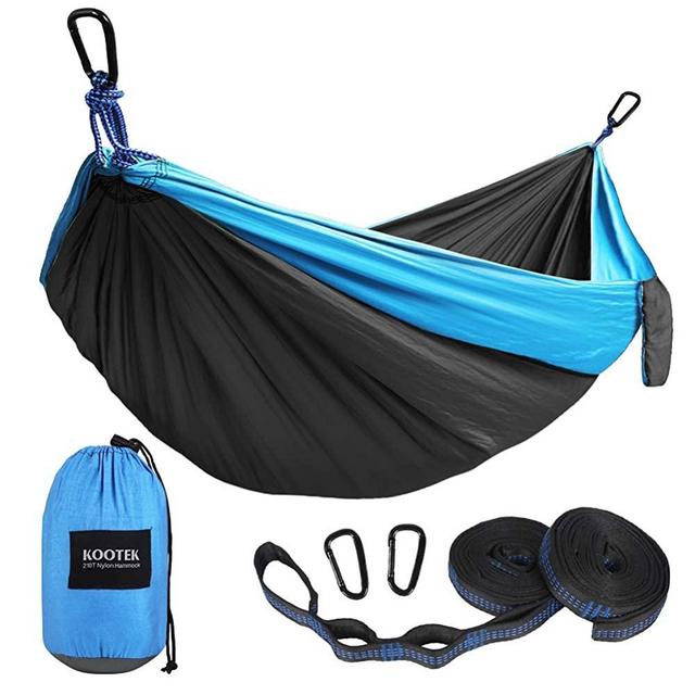 Utopia Home Camping Hammock Double & Single with 2 Tree Hammock Straps,  Travel Hammock Backpacking Nylon Parachute Hammock for Outdoor & Hiking  Large Blue & Light Blue