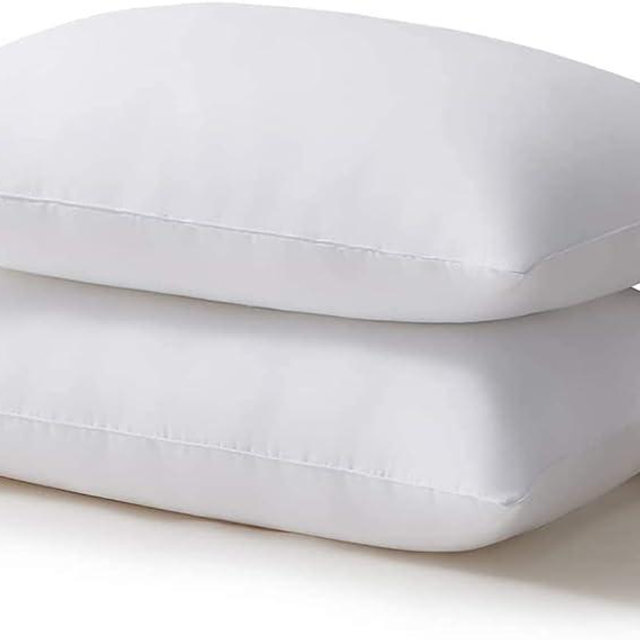 Acanva Bed Pillows for Sleeping 2 Pack, Alternative Microfiber Filled, Natural Cover Skin-Friendly, Soft and Supportive for Side Back Sleepers, Queen Size(Pack of 2), White 2 Count