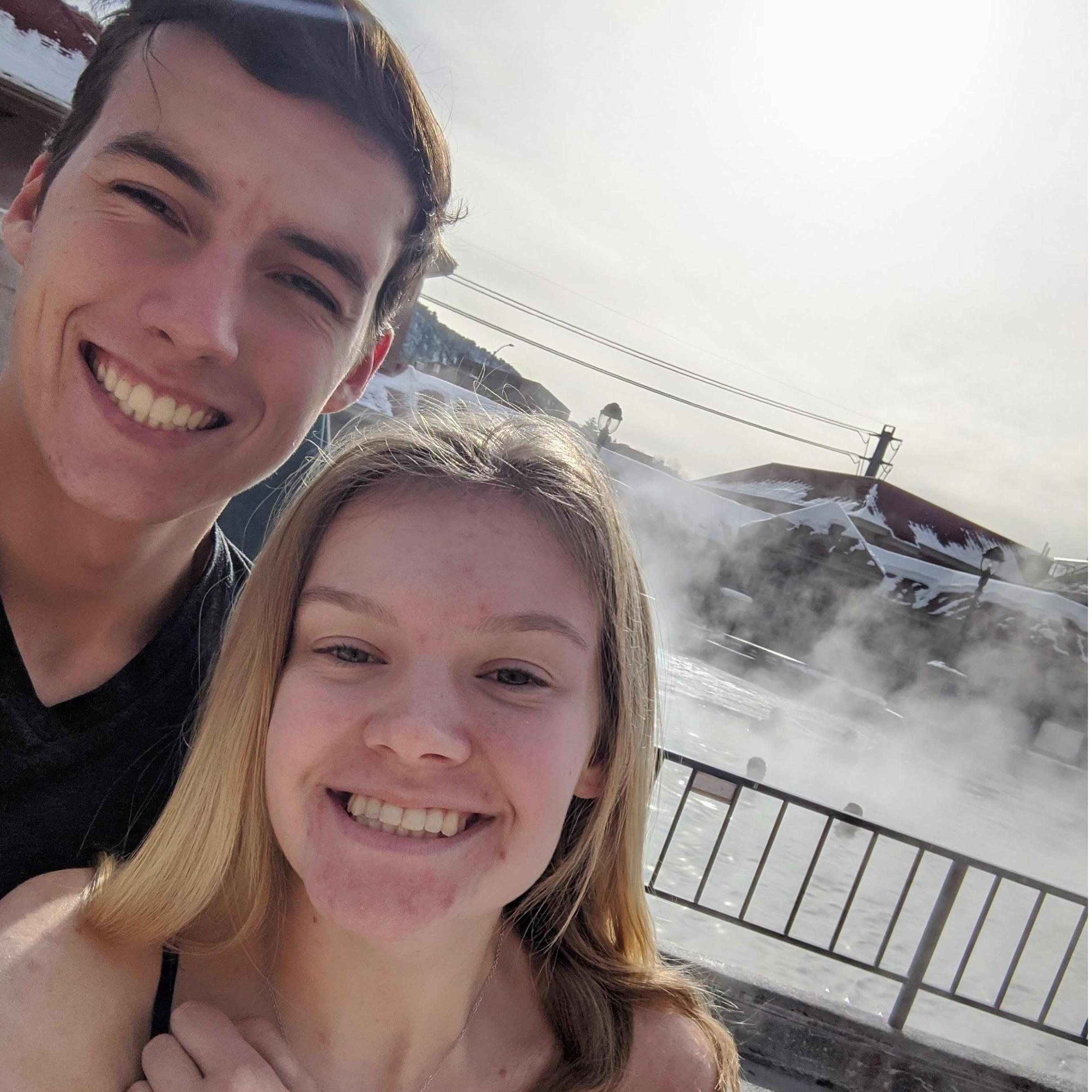 After visiting Colorado during New Years Bryson drove back with Samantha to Utah in her new car. We stopped at Glenwood Hot Springs to enjoy the springs surrounded by snowy mountains!