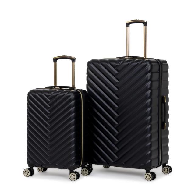 Kenneth Cole Reaction Women's Madison Square Hardside Chevron Expandable Luggage, Black, 2-Piece Set (20" 28")