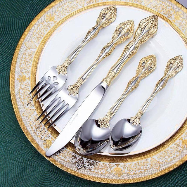 20 Piece Golden Silverware Set for 4，Michelangelo Luxury 18/10 Stainless Steel Flatware Set，Cutlery Sets Include Knife Fork Spoon, Mirror Polished, Dishwasher Safe for Birthday Party Formal Occasions