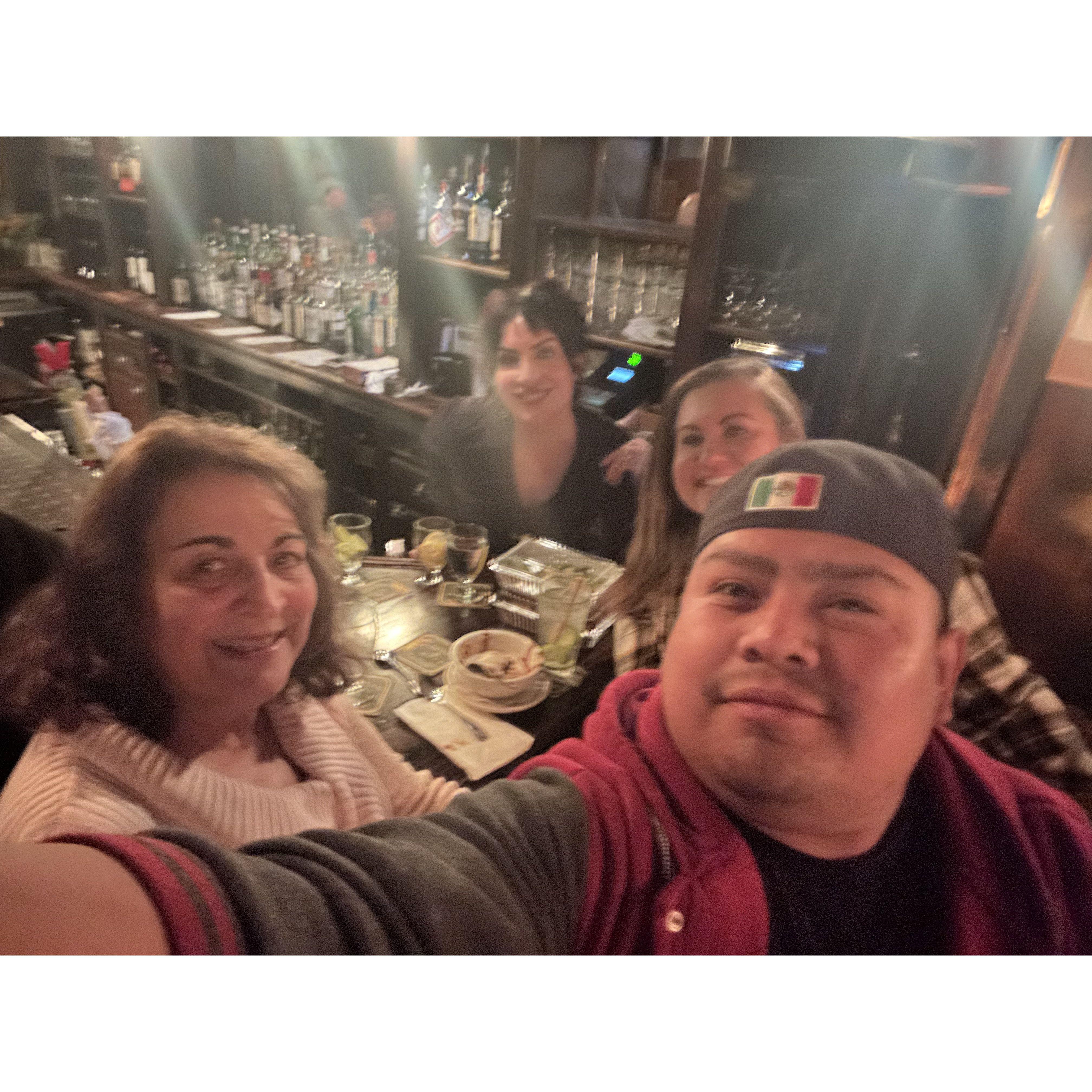 Loretta, Maria, and Christian visit Mads at the Tavern