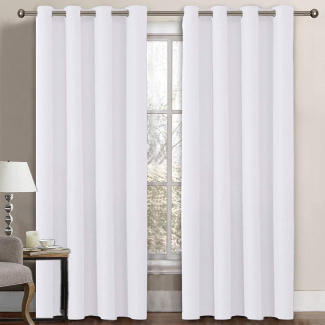Linen Blackout Curtain 84 Inches Long for Bedroom / Living Room Thermal Insulated Grommet Linen Look Curtain Drapes Primitive Textured Burlab Effect Window Drapes 1 Panel - Pure White