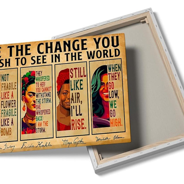 Well Behaved Women Wall Art,Be The Change You Wish To See In The World Poster,Black Women In History,Vintage With Women Names In History Poster,Historical Feminist Art Print11x14inch Framed Art