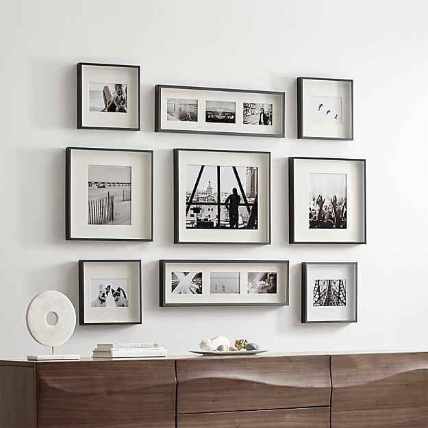 Brushed Gunmetal Picture Frame Gallery, Set of 9