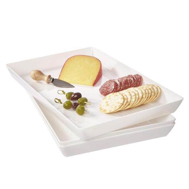 Avant 15" x 10" Outdoor Plastic Serving Tray | Set of 3 White
