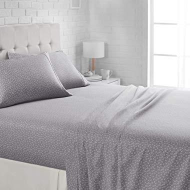 AmazonBasics Lightweight Super Soft Easy Care Microfiber Sheet Set with 16" Deep Pockets - Queen, Grey Arrows