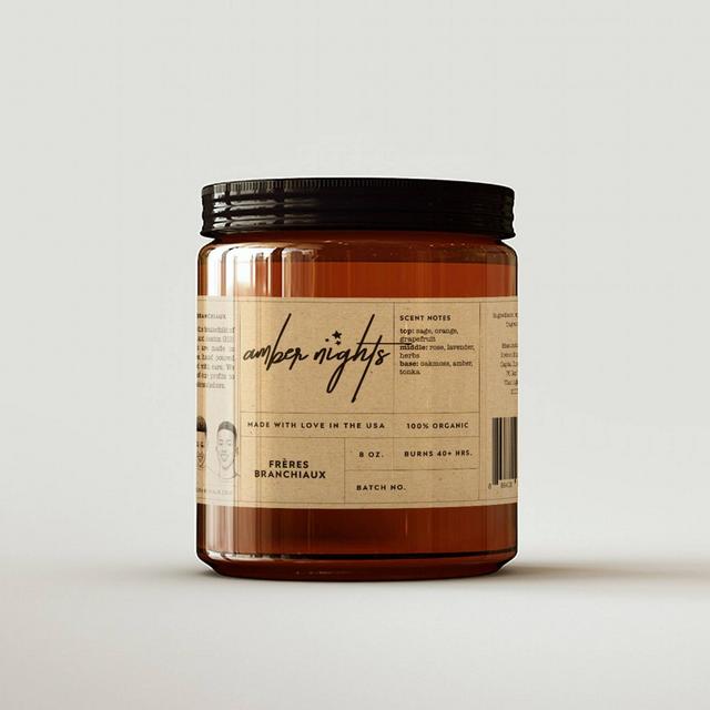 8oz Amber Nights Candle - Freres Branchiaux