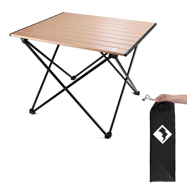 VILLEY Portable Camping Side Table, Ultralight Aluminum Folding Beach Table with Carry Bag for Outdoor Cooking, Picnic, Camp, Boat, Travel