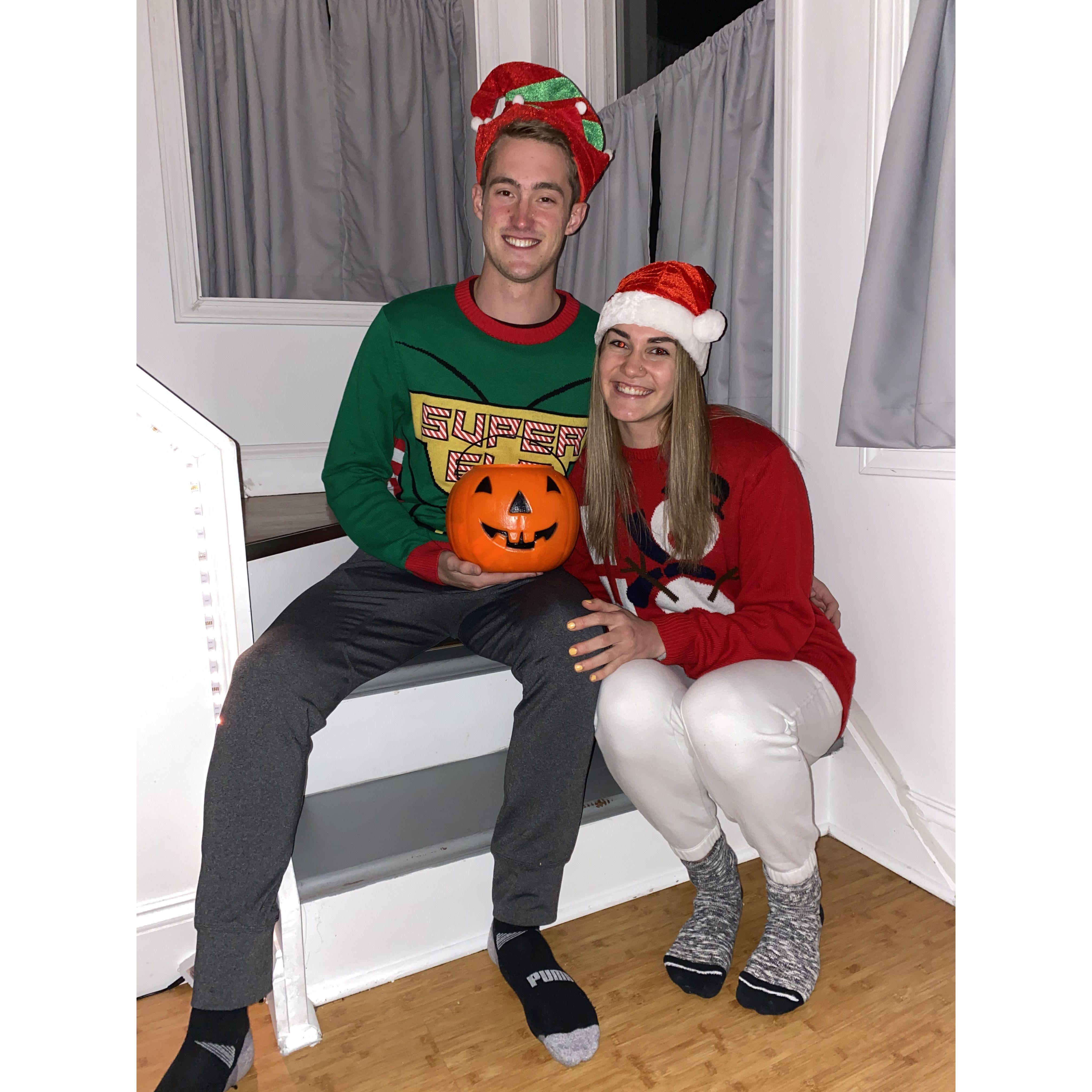 One of our first photos together at a COVID Halloween Party!