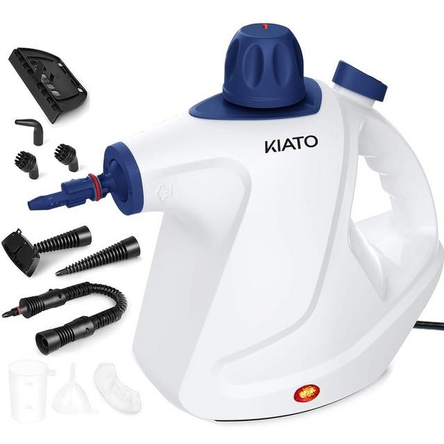 Kiato Handheld Steam Cleaner, 10 in 1 Steamer for Cleaning, Upholstery Steam Cleaner for Surface Cleaning Home, Sofa, Bathroom, Car, Office, White