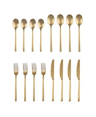 Beacon Gold Satin 16-Piece Flatware Set, Service for 4