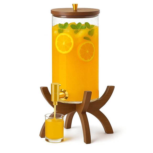VERSSURE Glass Drink Dispenser,1.5 Gallon Beverage Dispenser with Stand,Lemonade Dispenser with Stainless Steel Faucet,Drink Dispensers for Parties, Bars and Home