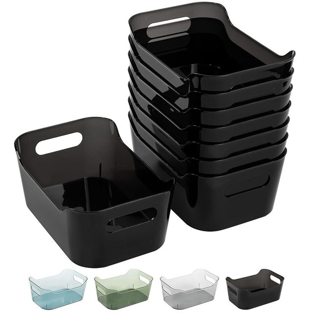 Tiawudi 8 Pack Plastic Storage Bins, Clear Pantry Organizers and Storage Containers, Multi-Use Organizer Bins for Kitchen, Bathroom, Office, Shelf, Fridge, Home Edit and Cabinet Organizers