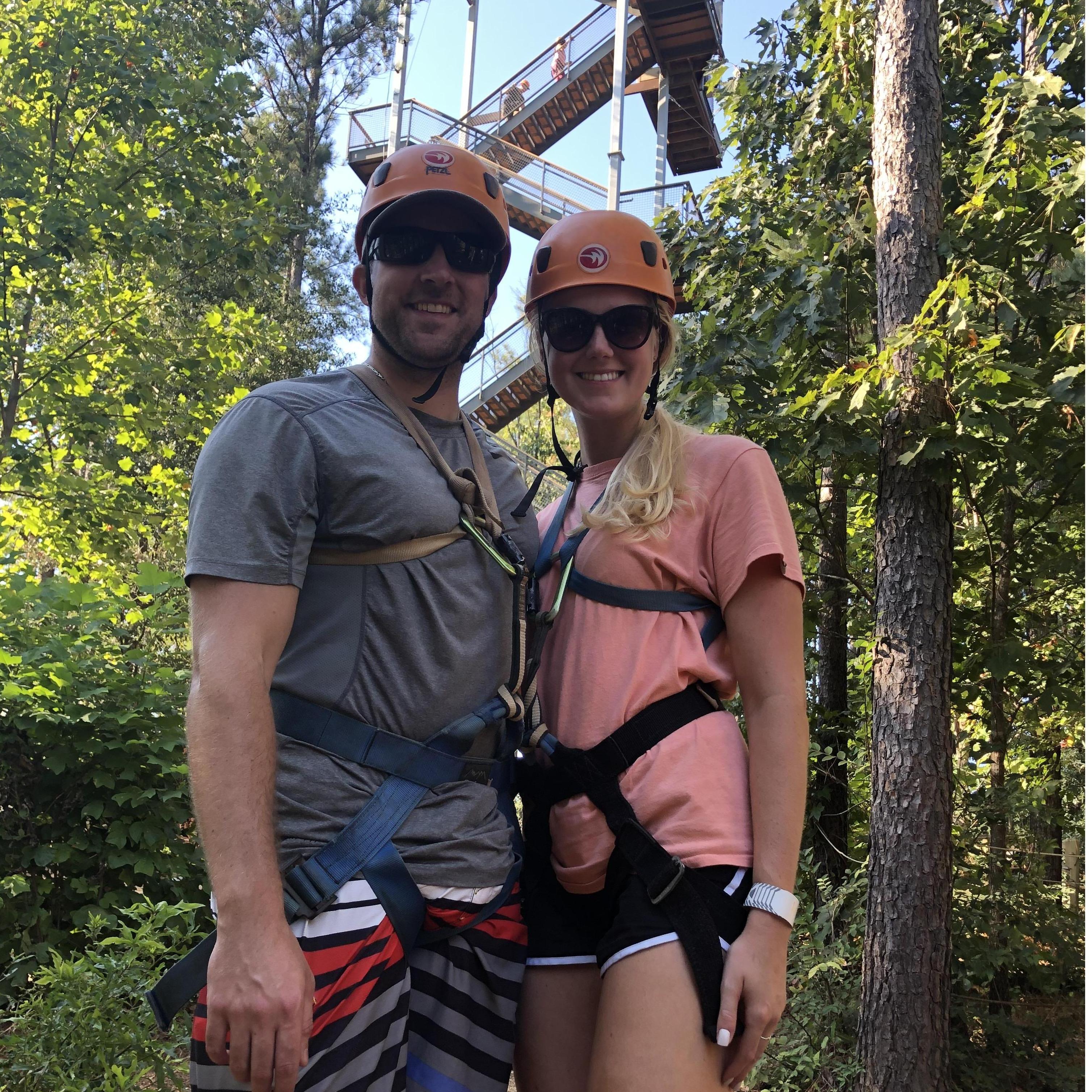 Zip lining at the National Whitewater Center in Charlotte 2019