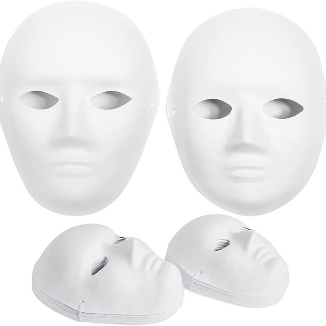 CALPALMY 14&30 Packs Paper Mache Mask - 2 Sizes for Artistic Projects, Theater, Halloween, Masquerade Parties, Classroom Art