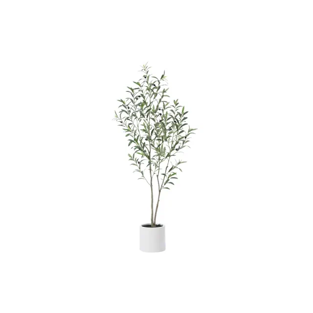 DR.Planzen Artificial Olive Trees, 5 ft Tall Fake Olive Trees for Indoor, Large Olive Plants with White Planter for Home Decor and Housewarming Gift