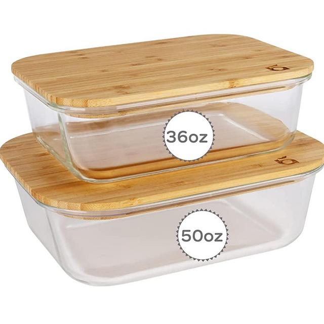 Crate and Barrel, Rectangular Glass Storage Container with Bamboo Lid - Zola