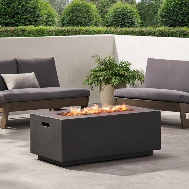 40" Magnesium Oxide Rectangular Fire Pit - 40000 BTU, Dark Gray