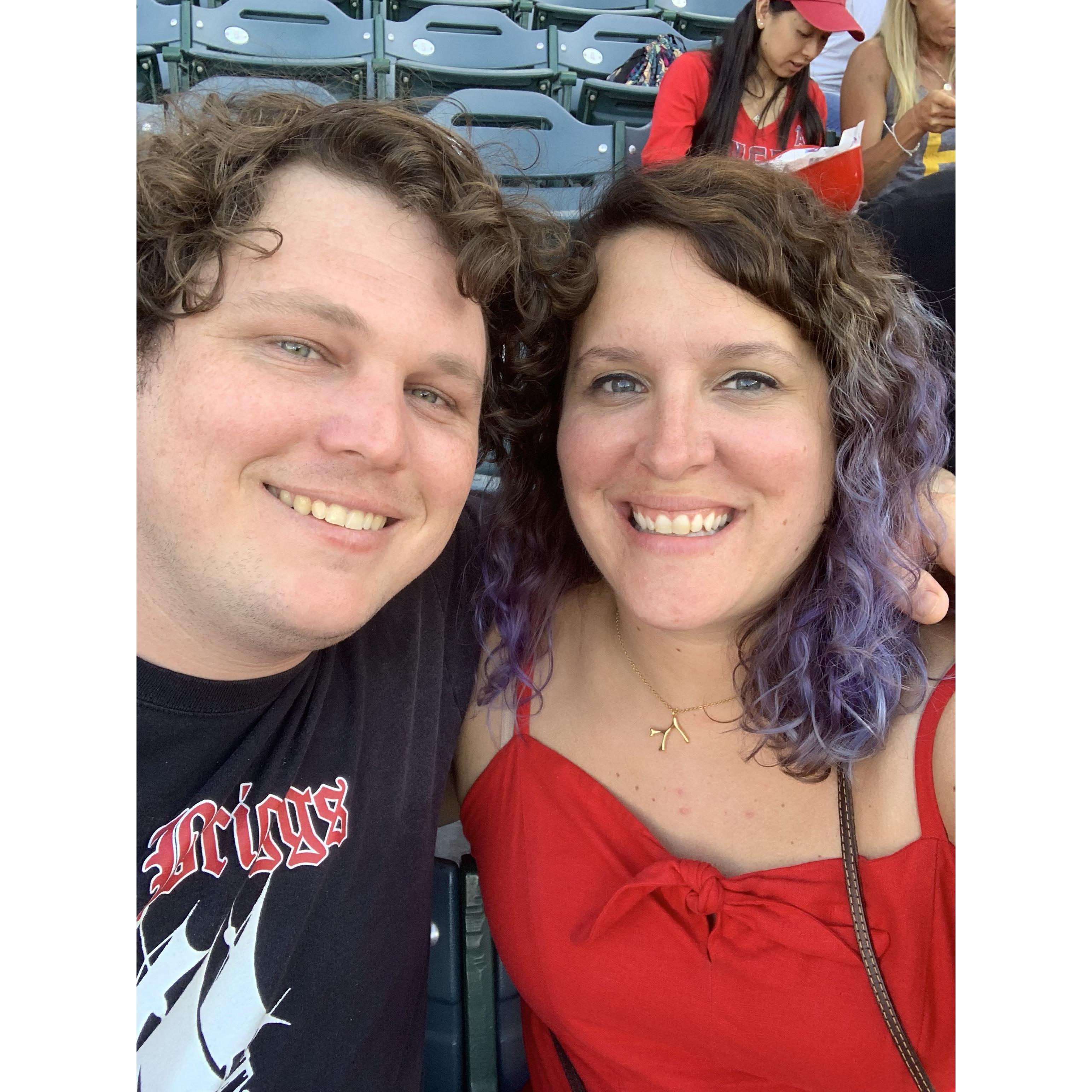 At a Angels game in Cali