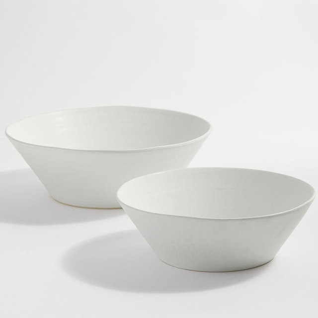 Larkin Reactive Glaze Stoneware Serving Bowls, Set of 2 - Shell White