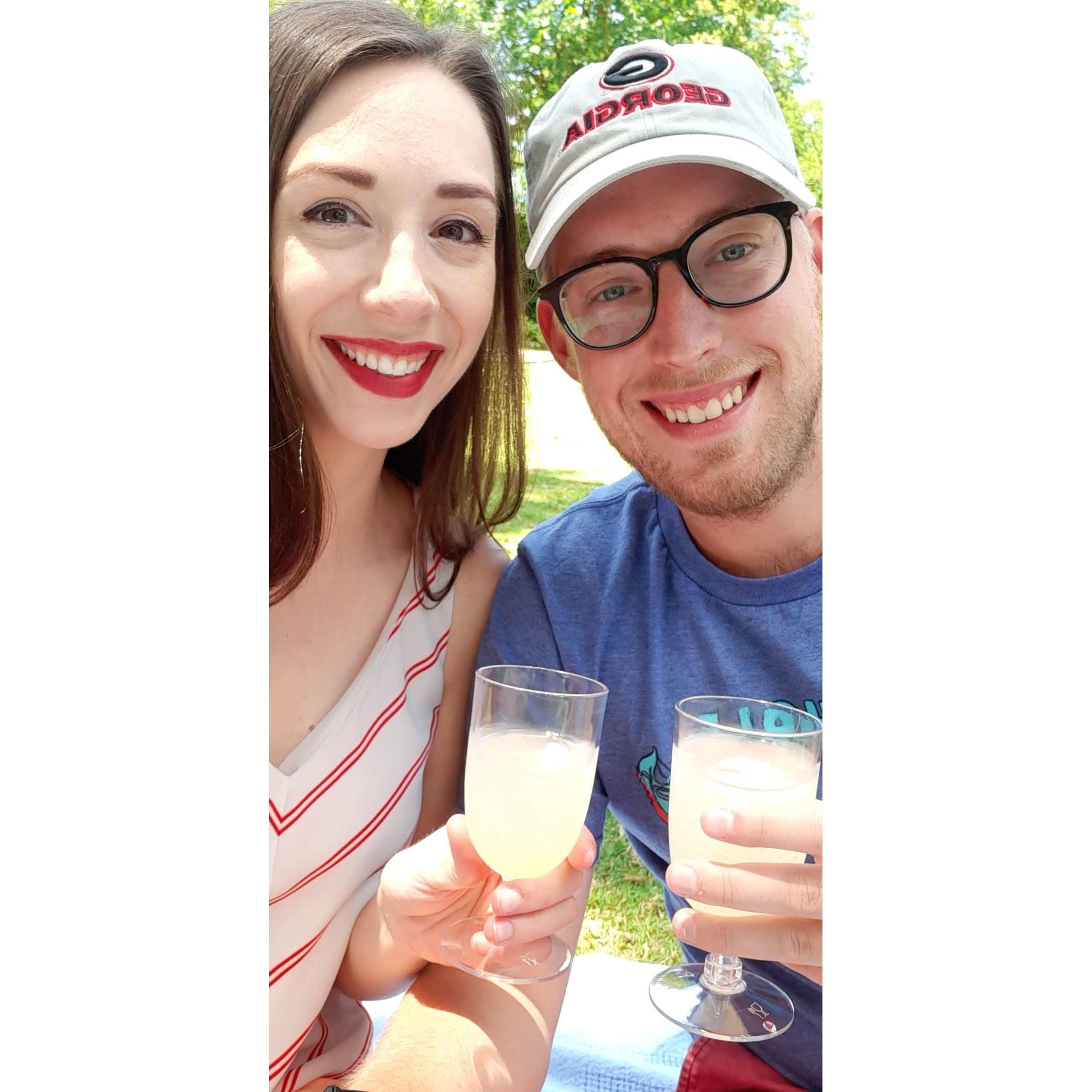 We had a picnic on UGA's North Campus lawn the day Spencer proposed - she had no idea it was coming.