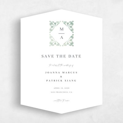 Green Diamond Wedding Save the Date - Elio Portrait