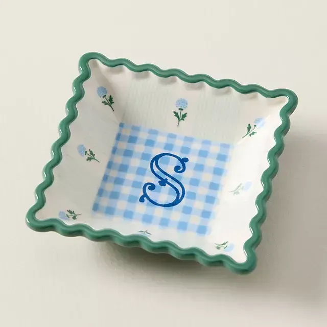 Georgia Monogram Stoneware Trinket Dish