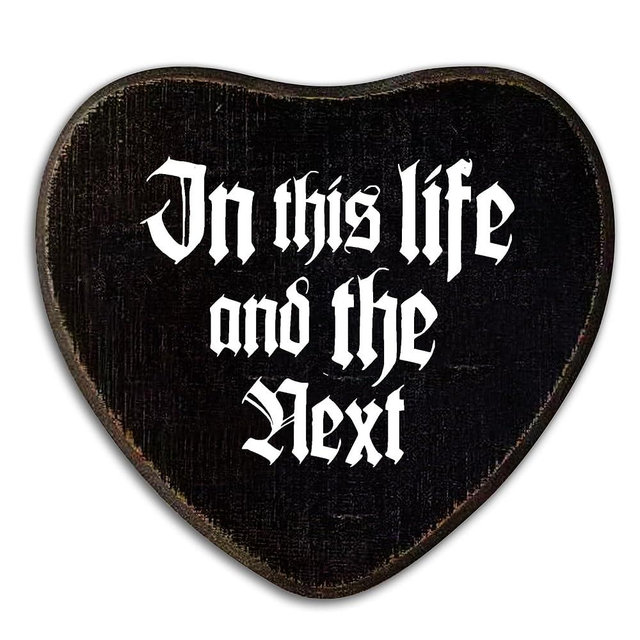 Gothic Wall Decor - In This Life And The Next Black Heart Wooden Hanging Sign -Retro Wall Art Decor For Home Living Room Bathroom, Birthday Anniversary Housewarming Graduation Gift For Women Men-A01
