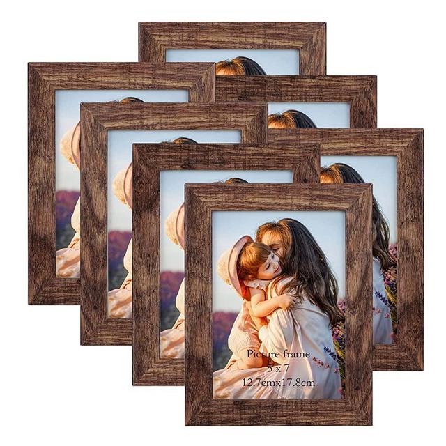 5x7 Picture Frame Set of 7, Rustic Frames Display 5 by 7 Inch Photo for Wall or Tabletop